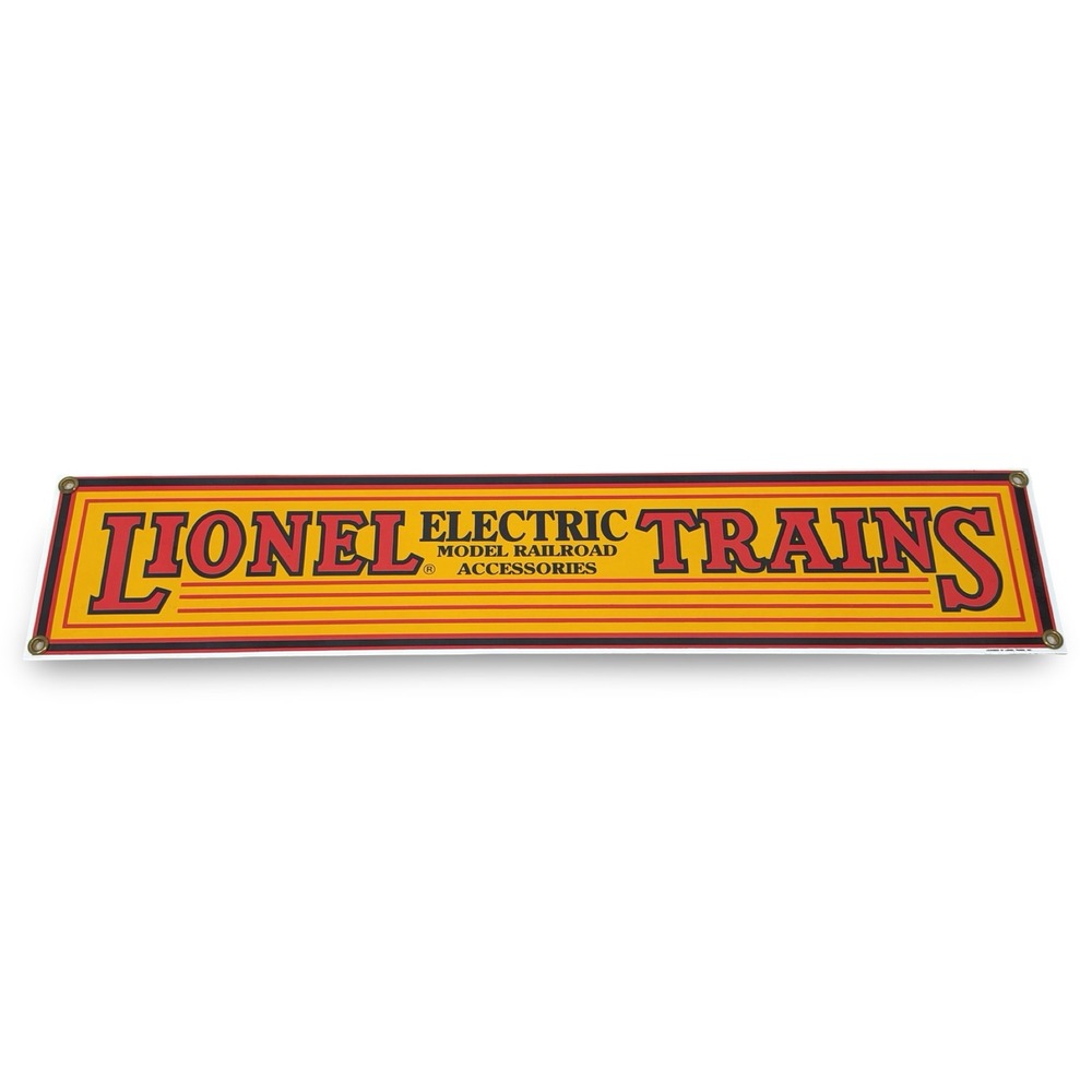 Ande Rooney Lionel Electric Trains Porcelain Enamel Metal Sign 17.5" Yellow Red